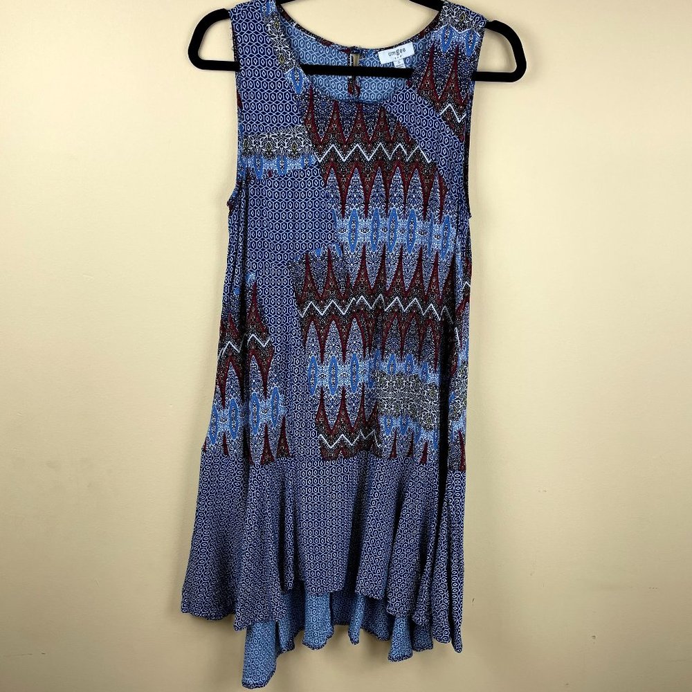 Umgee Boho Mixed Print Patchwork Swing Mini Dress - image 1